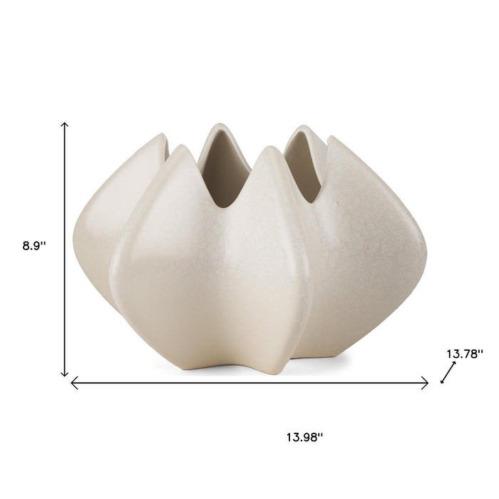 9" Cream Sculptural Ceramic Table Vase