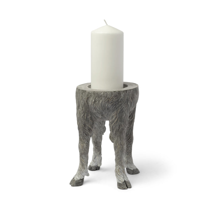 9" Gray Distressed Abstract Ceramic Tabletop Pillar Candle Holder