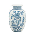 9" Light Blue And White Floral Round Porcelain Jar