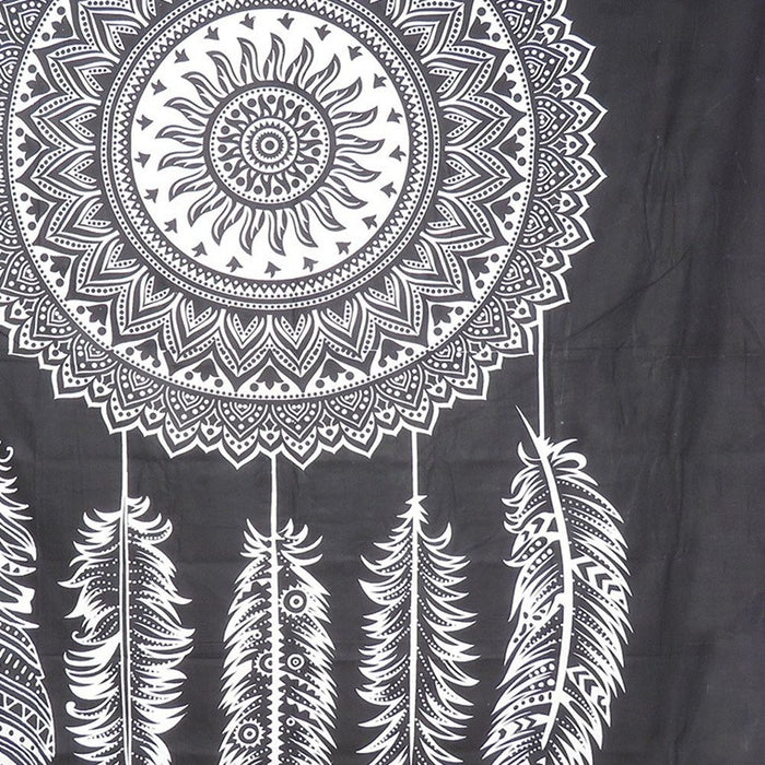 92" X 84" Black And White Abstract Cotton Hanging Tapestry