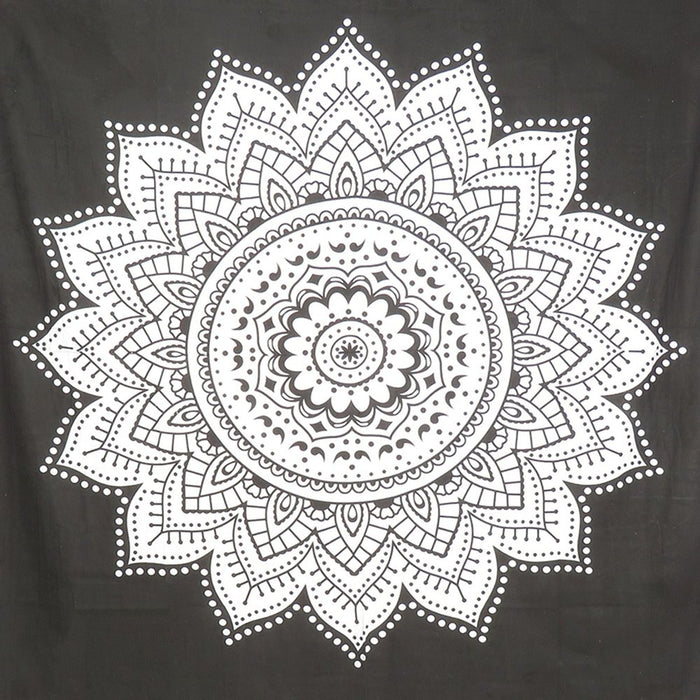 92" X 84" Black And White Mandala Cotton Hanging Tapestry