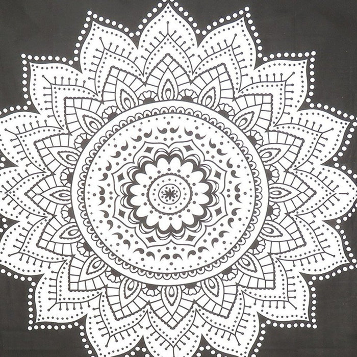 92" X 84" Black And White Mandala Cotton Hanging Tapestry