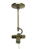 Antiqued Brass Bulb Three Light Metal Chandelier