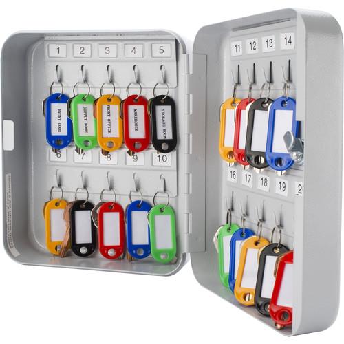 Barska CB12482 20 Keys Lock Box Grey Open Showing Colored Key Tags