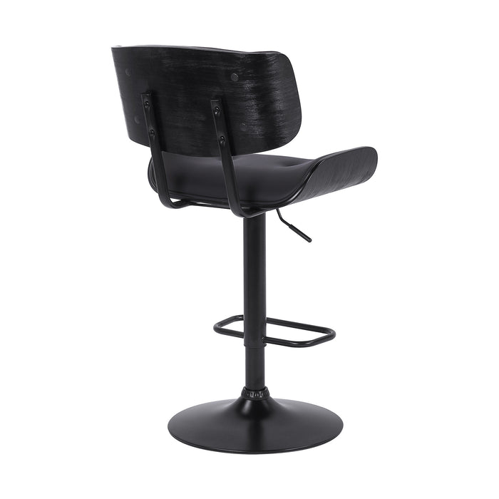 Black Fabric And Iron Adjustable Height Swivel Bar Chair