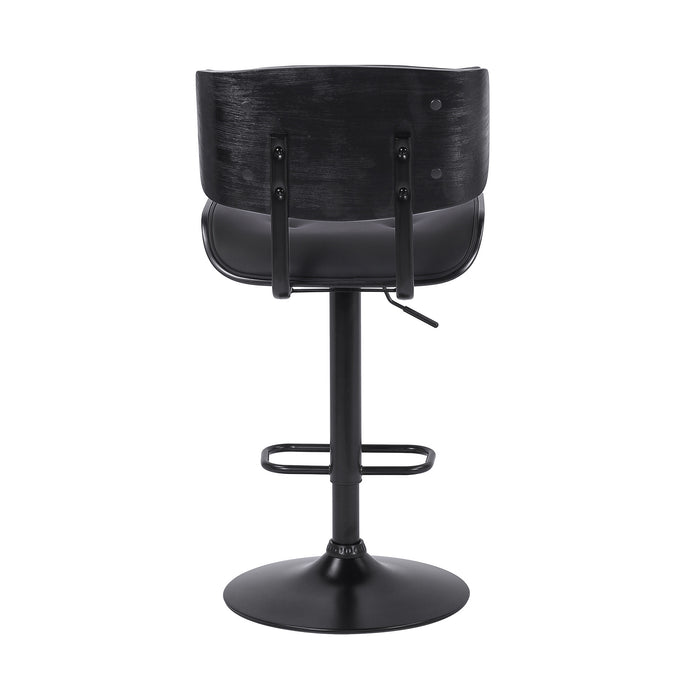 Black Fabric And Iron Adjustable Height Swivel Bar Chair