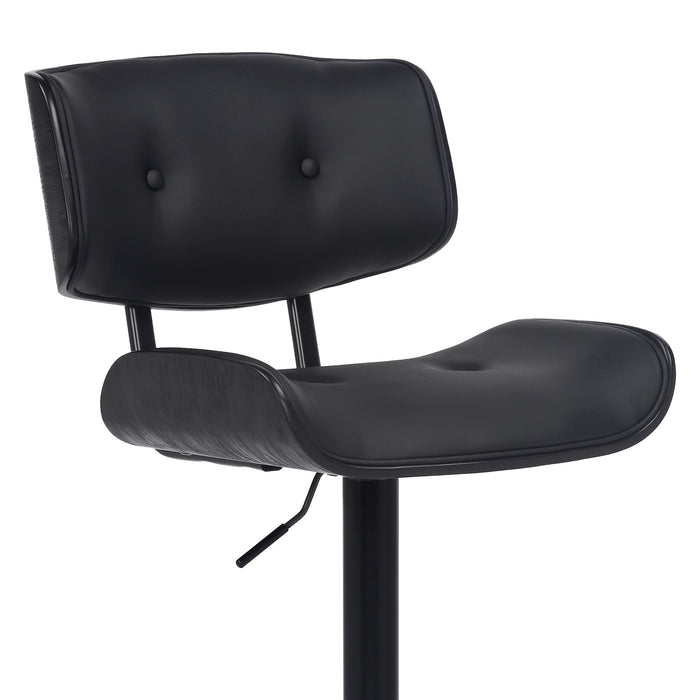 Black Fabric And Iron Adjustable Height Swivel Bar Chair