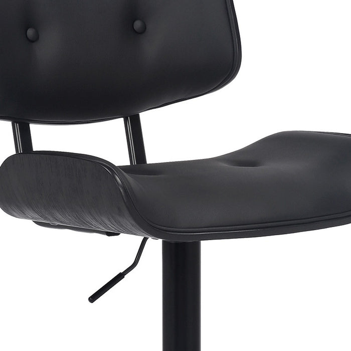 Black Fabric And Iron Adjustable Height Swivel Bar Chair