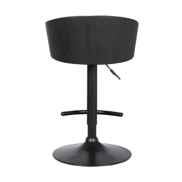Black Fabric And Iron Low Back Adjustable Height Swivel Bar Chair