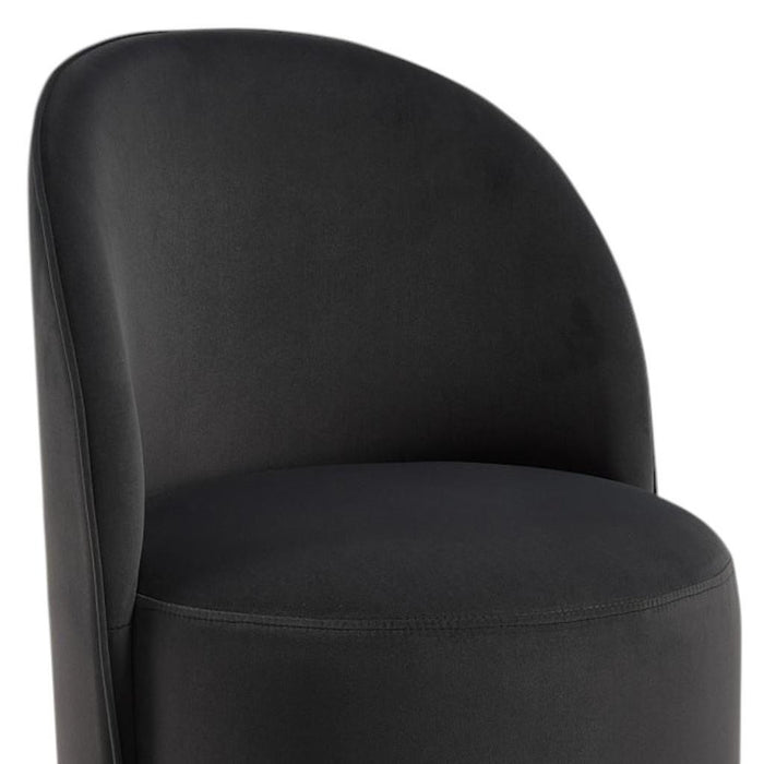 Black Velvet Curved Back Swivel Dining Arm Chair