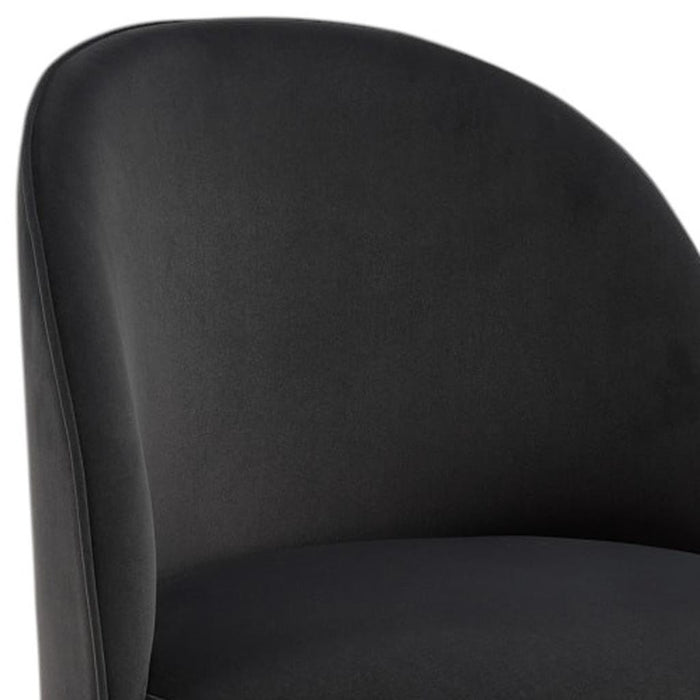 Black Velvet Curved Back Swivel Dining Arm Chair