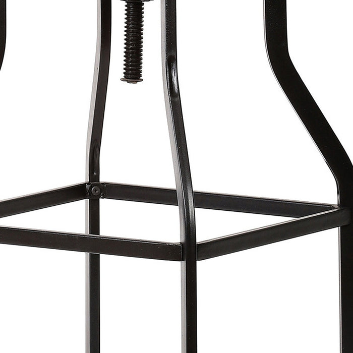 Chestnut And Black Solid Wood And Steel Backless Adjustable Height Swivel Bar Chair
