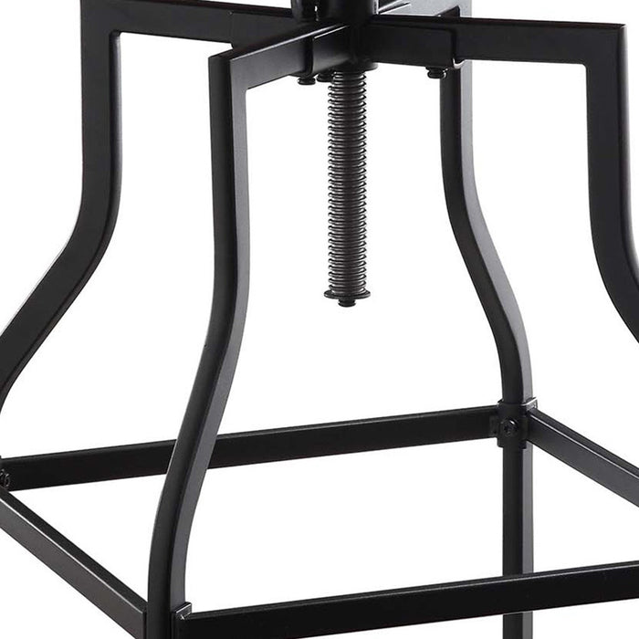 Chestnut And Black Solid Wood And Steel Backless Adjustable Height Swivel Bar Chair