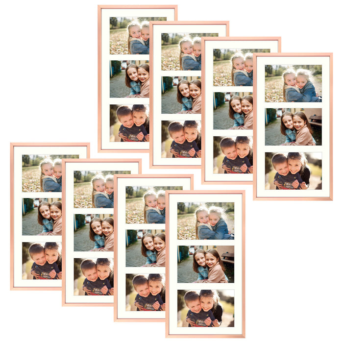 Clearance 8.5x16.3 Aluminum Collage Picture Frame for Three 5x7 Photos Rose Gold (8 Pcs Per Box)