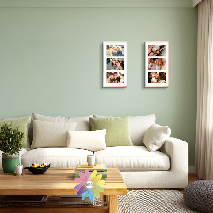 Clearance 8.5x16.3 Aluminum Collage Picture Frame for Three 5x7 Photos Rose Gold (8 Pcs Per Box)