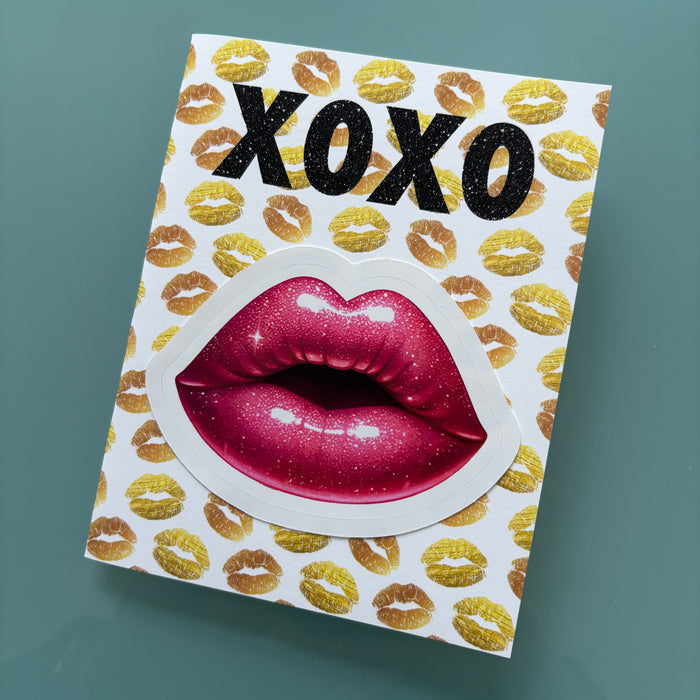 Glossy Lips Sticker Note Card