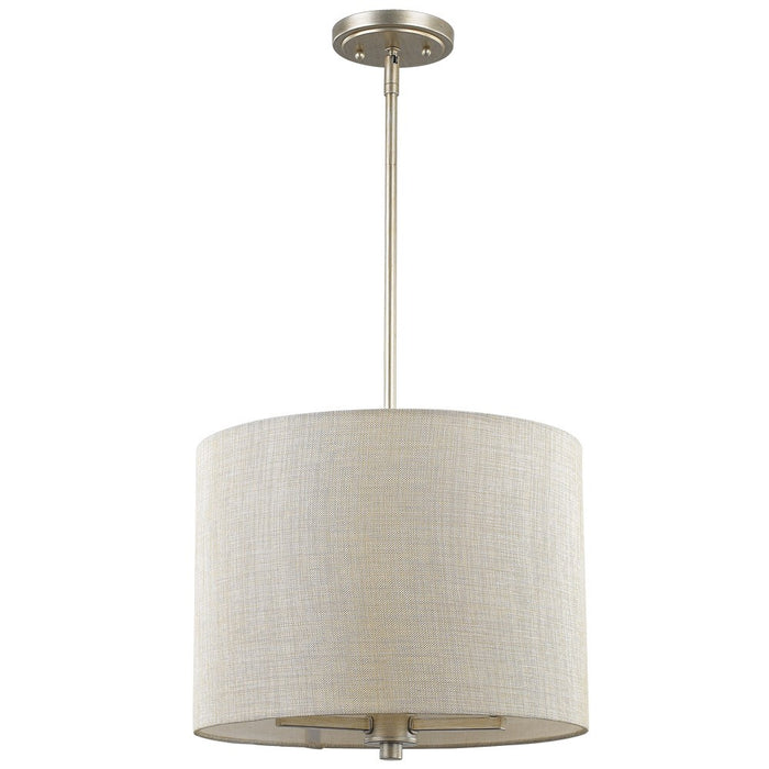 Gold And White Iron Three Light Dimmable Ceiling Light With Silver Shades