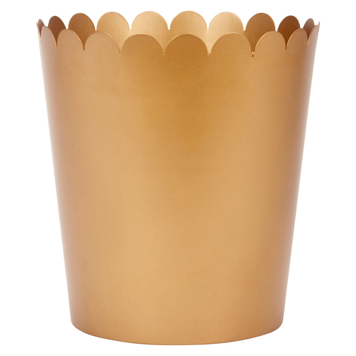Gold Scalloped Metal Planter/Waste Basket