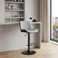 Gray And Black Fabric And Iron Adjustable Height Swivel Bar Chair