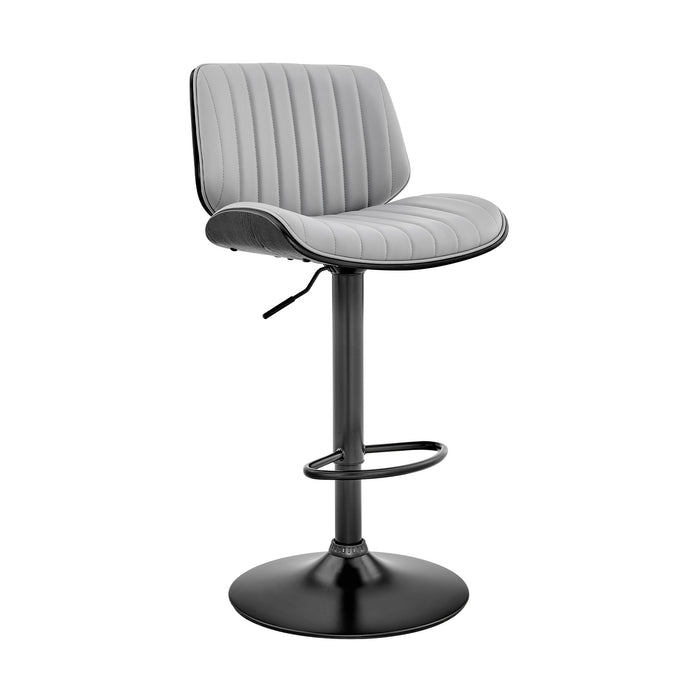 Gray And Black Fabric And Iron Adjustable Height Swivel Bar Chair