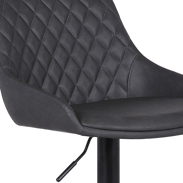 Gray And Black Fabric And Iron Low Back Adjustable Height Swivel Bar Chair