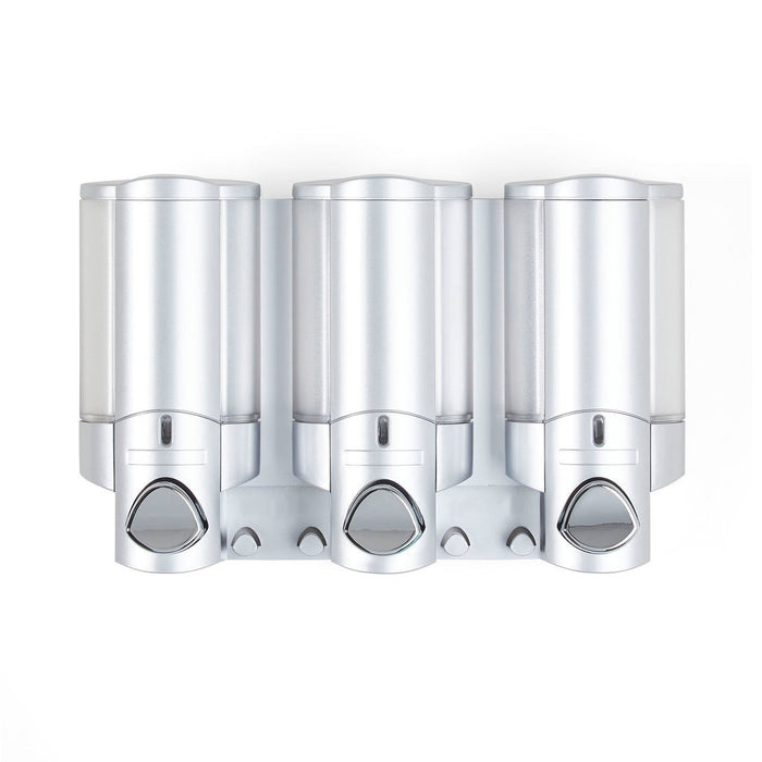 Gray Heavy Duty Plastic Three Chamber Wall Mount Soap Dispenser