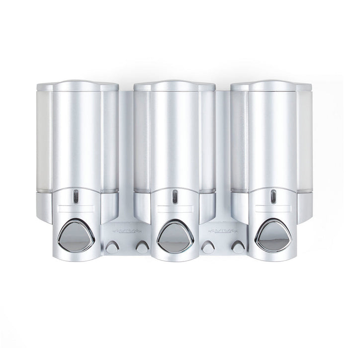 Gray Heavy Duty Plastic Three Chamber Wall Mount Soap Dispenser