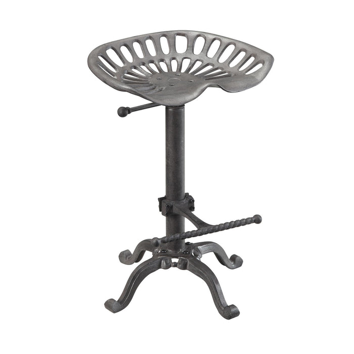 Gray Iron Backless Adjustable Height Bar Chair