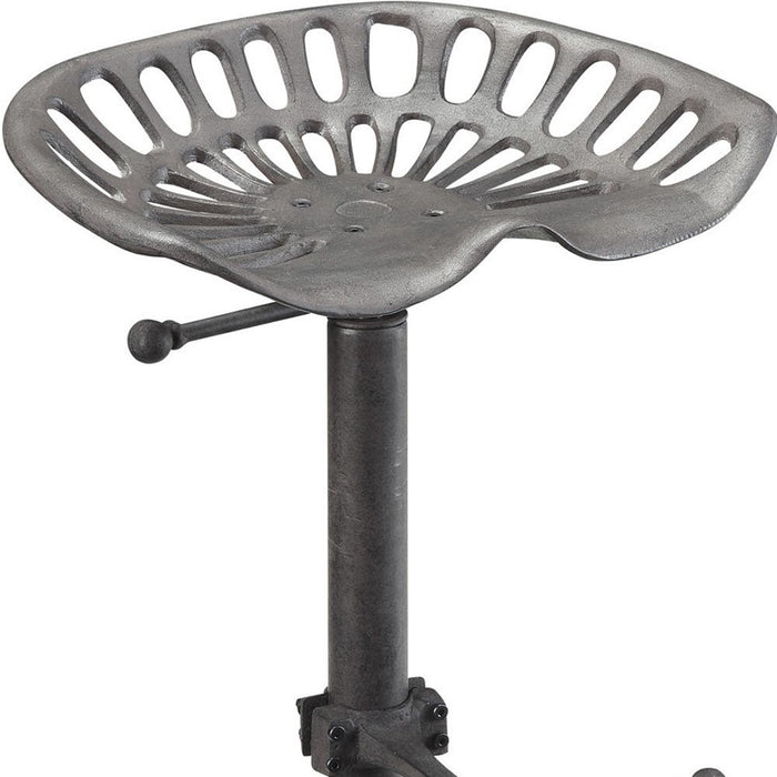 Gray Iron Backless Adjustable Height Bar Chair