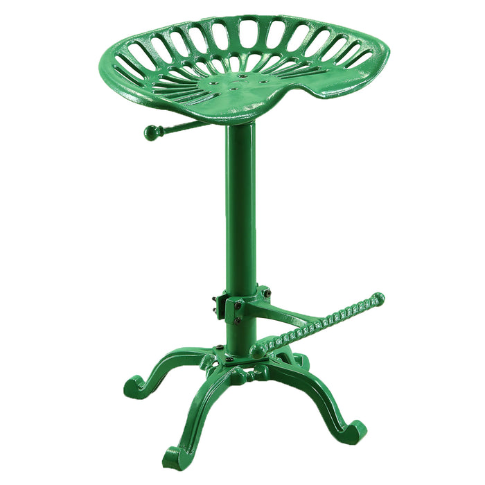 Green Iron Backless Adjustable Height Bar Chair