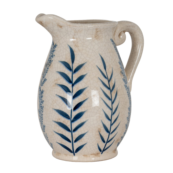 Large Blue Flora Tall Olpe Jug Vase