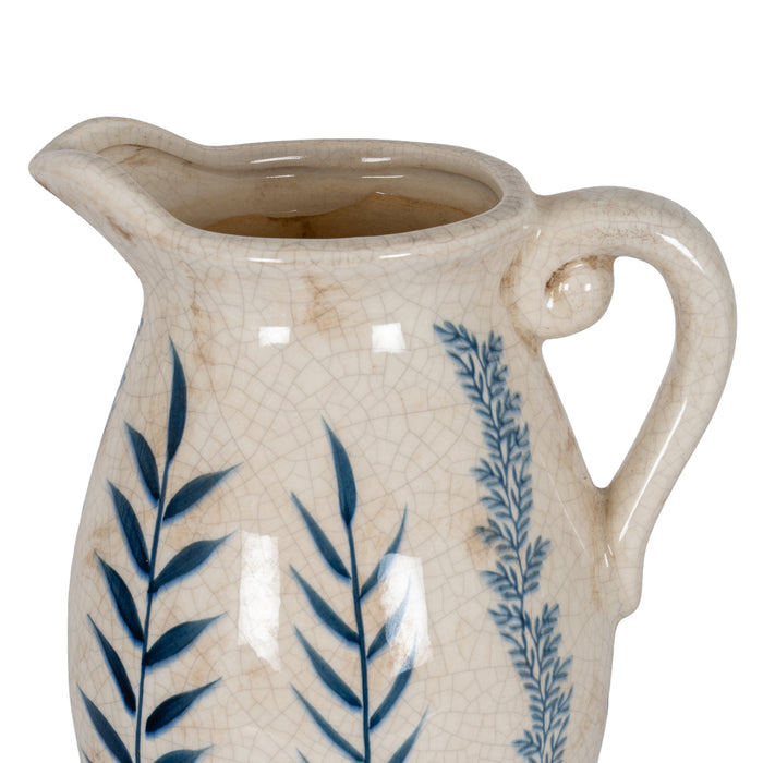 Large Blue Flora Tall Olpe Jug Vase