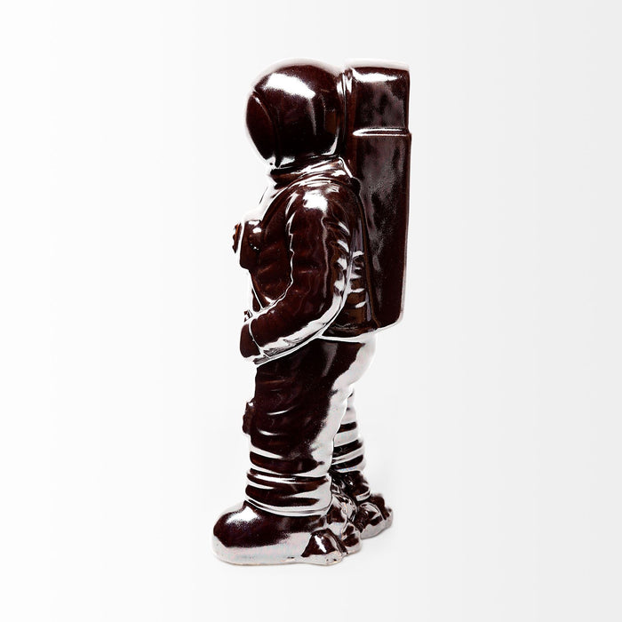 Over The Moon Silverplated Astronaut Sculpture