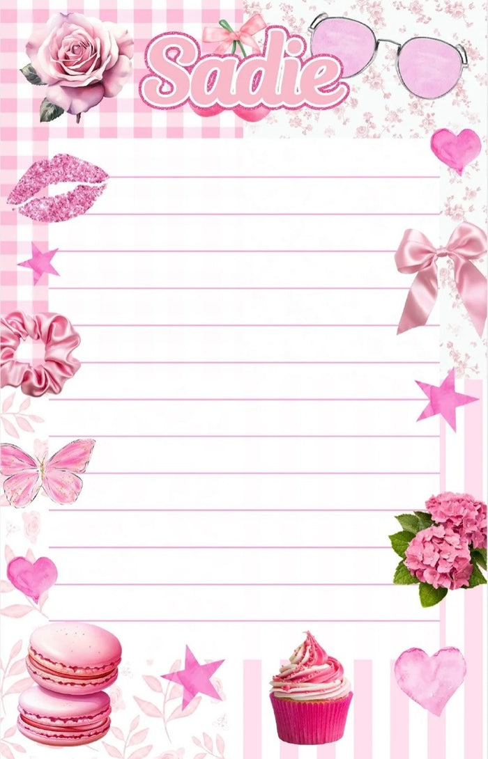 Pink Aesthetic Collage Personalized Lined Notepad