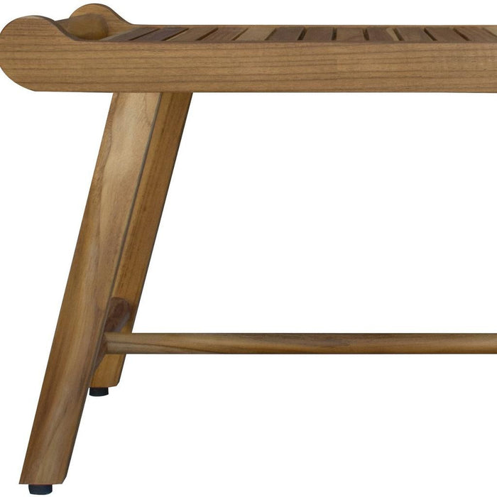 Rectangular Teak Shower Bench With Handles In Natural Finish