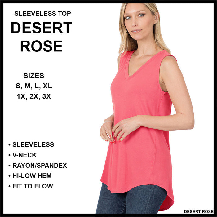 RTS - Sleeveless V-Neck Top - Desert Rose - Alonna's Legging Land