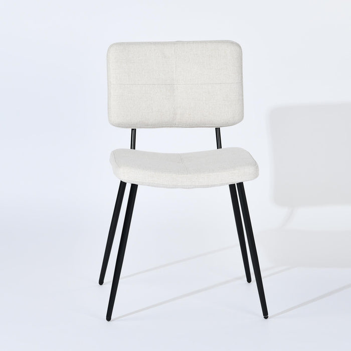 Set of Four Beige and Black Fabric and Steel Dining Side Chairs