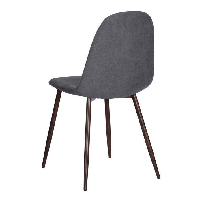 Set of Four Gray and Brown Fabric and Steel Dining Side Chairs