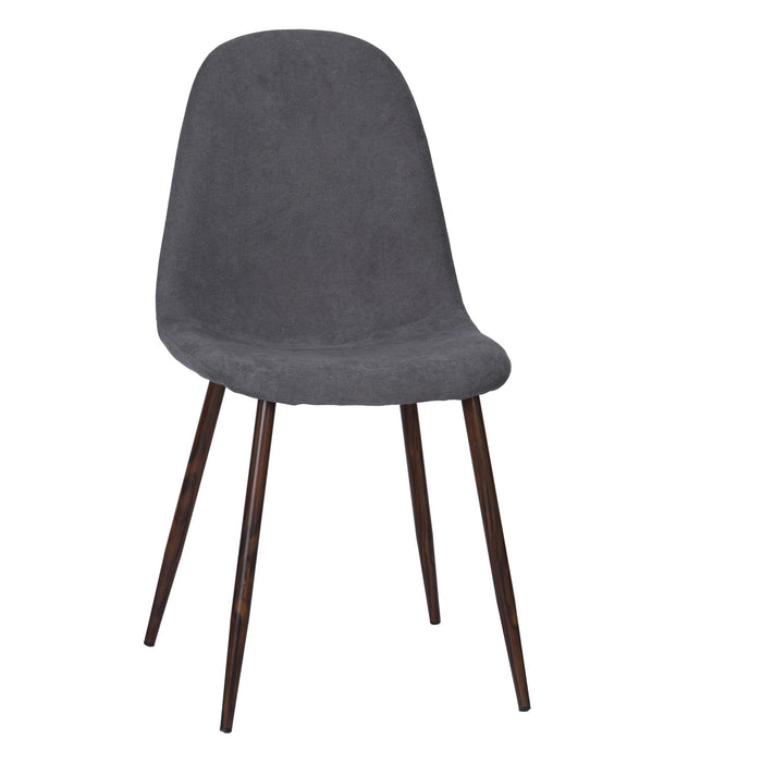 Set of Four Gray and Brown Fabric and Steel Dining Side Chairs