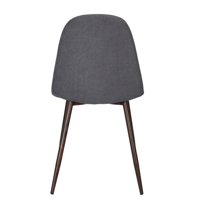 Set of Four Gray and Brown Fabric and Steel Dining Side Chairs