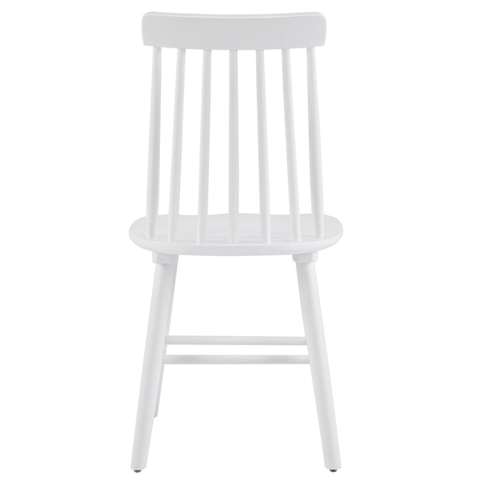 Set of Four White Solid Wood Windsor Back Dining Side Chairs