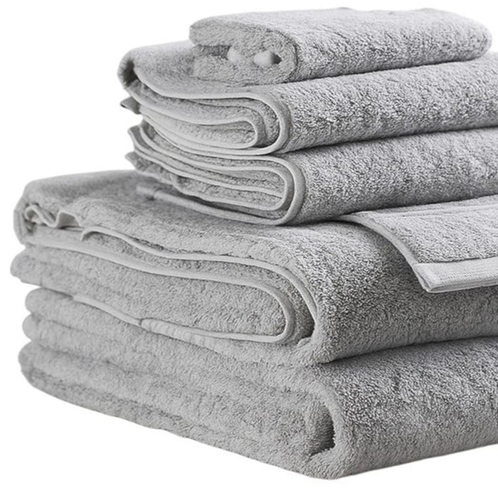 Set of Six Light Gray Cotton Quick Dry Terry Cloth Towels