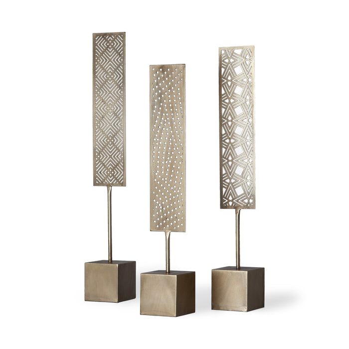Set of Three Gold Metal Modern Abstract
