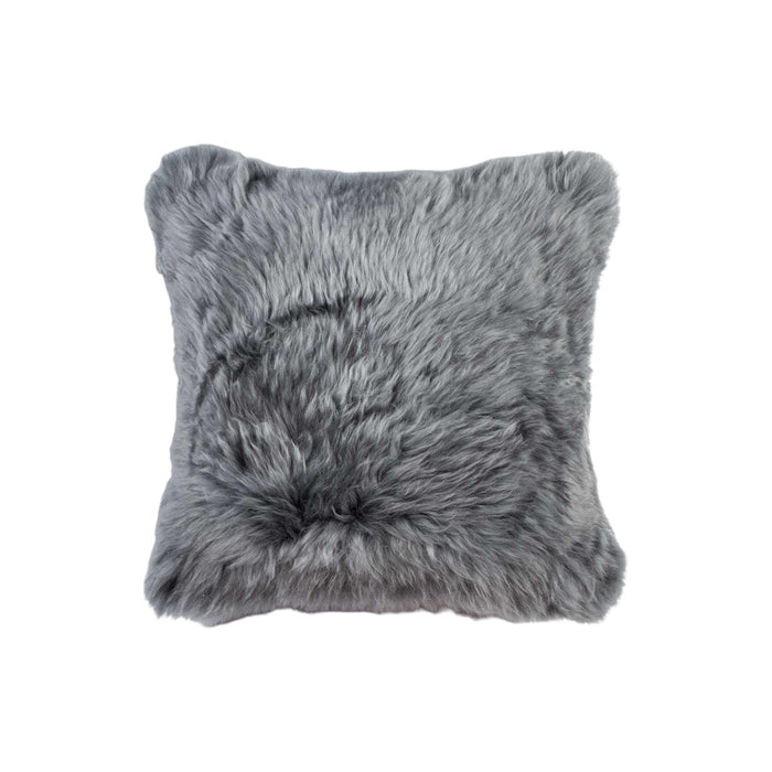 Set of Two 18" Gray Cowhide Throw Pillows