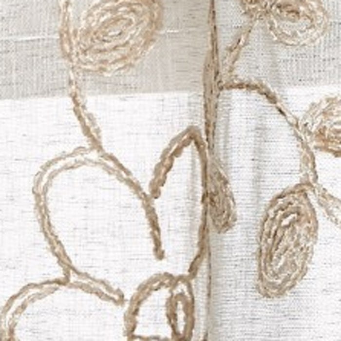 Set of Two 84"  Tan Floral Embroidered Window Panels