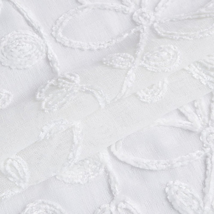Set of Two 84"  White Floral Embroidered Window Panels