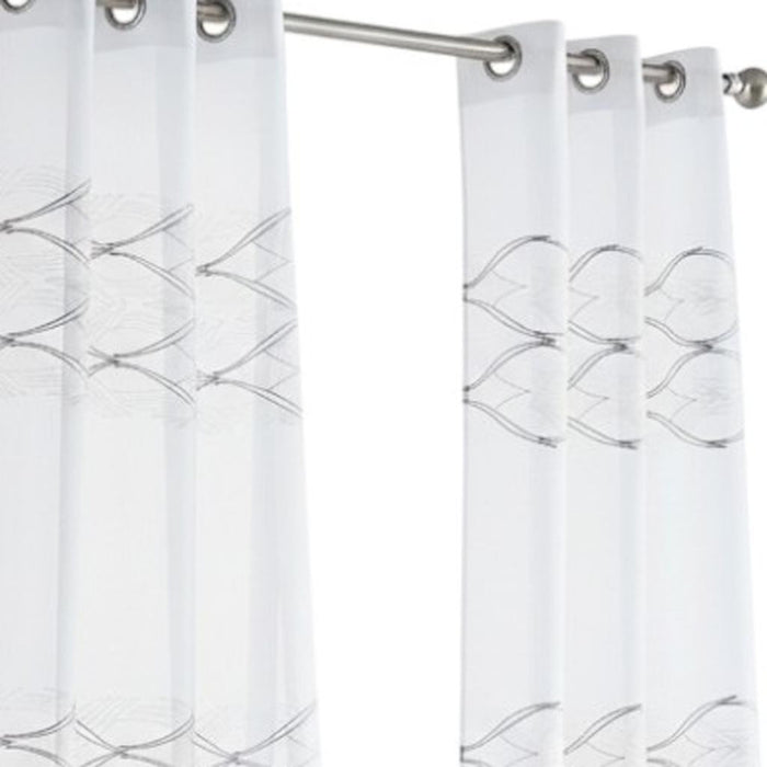 Set of Two 84"  White Wave Embroidered Window Panels