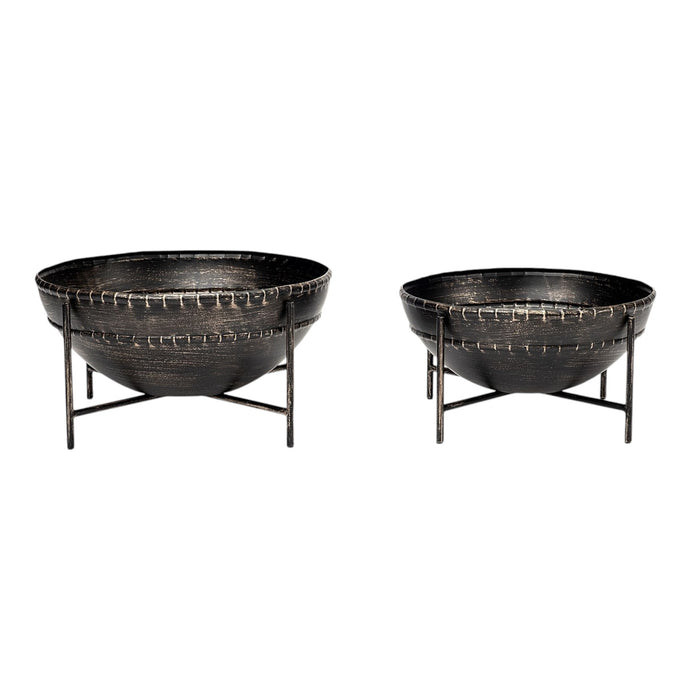 Set of Two Black Metal Decorative Bowl