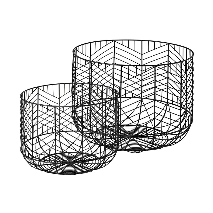 Set of Two Black Metal Tabletop Sculpture