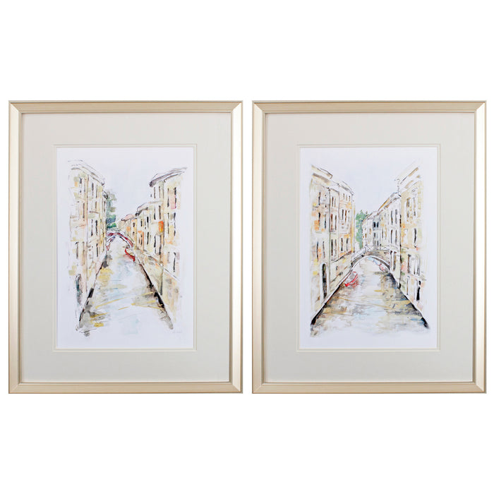 Set of Two Brown Streets of Venice Framed Art